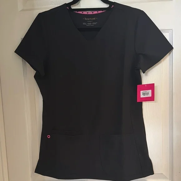 HeartSoul Black Boot Cut Scrub with Flare Pants Set Sz S - Picture 2 of 9